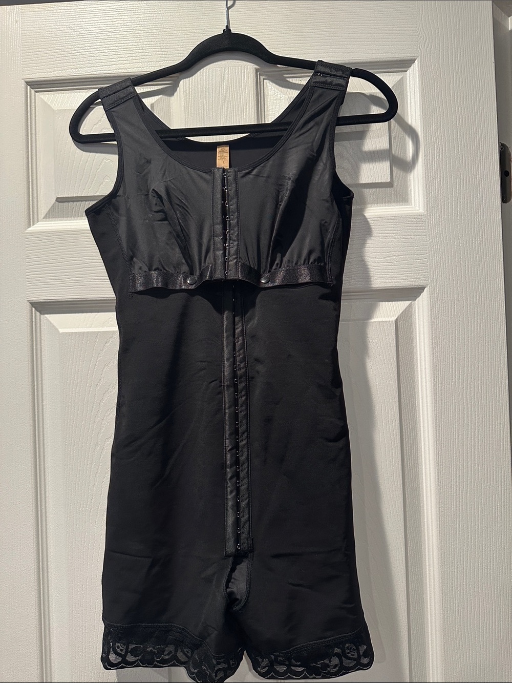SPAPELLX Black Shapewear Bodysuit with Front Hook Closure